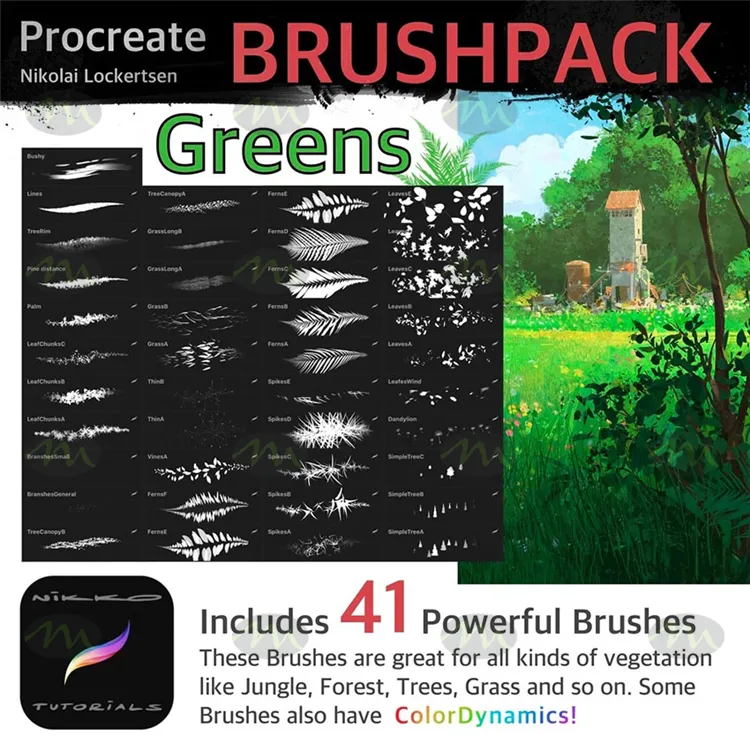 41套植物森林丛林树木｜Procreate笔刷详情图 6