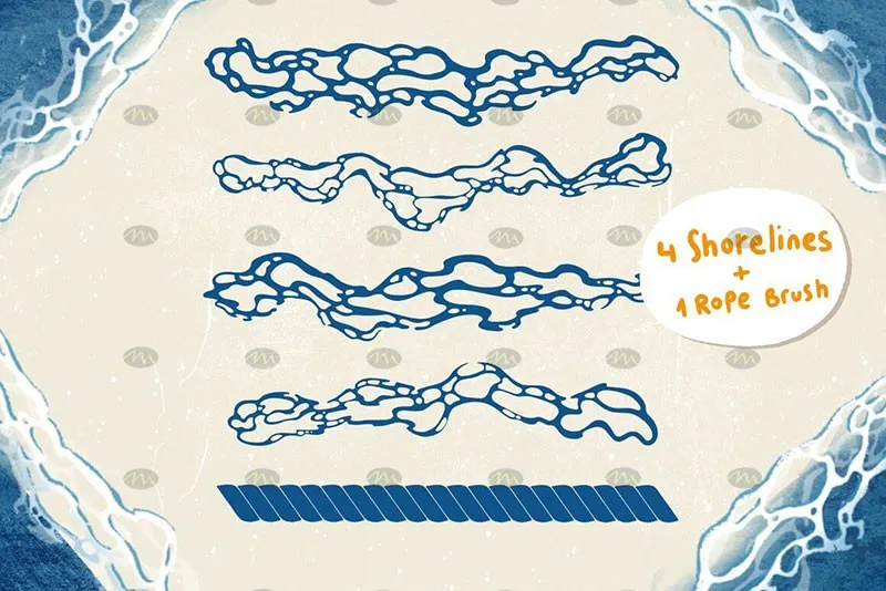 74个海洋生物卡通线描画｜Procreate笔刷详情图 10