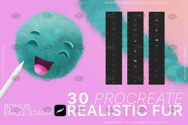 30个毛茸表情包｜Procreate笔刷详情图 10