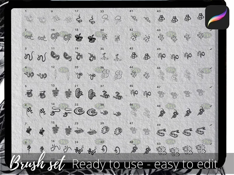 50个蛇形纹身图案｜Procreate笔刷详情图 7