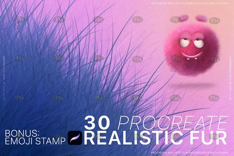 30个毛茸表情包｜Procreate笔刷详情图 13
