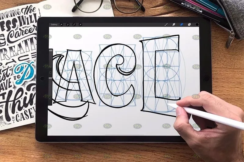 35个字标设计辅助线网格｜Procreate笔刷详情图 13
