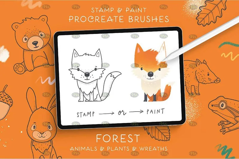 48个儿插动物植物｜Procreate笔刷详情图 13