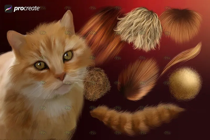 32个逼真动物绒毛｜Procreate笔刷详情图 7