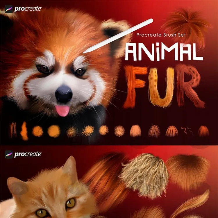 30款动物毛发皮肤猫狗画笔｜Procreate笔刷详情图 6