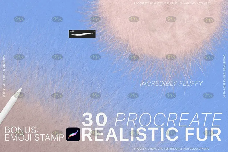 30个毛茸表情包｜Procreate笔刷详情图 8