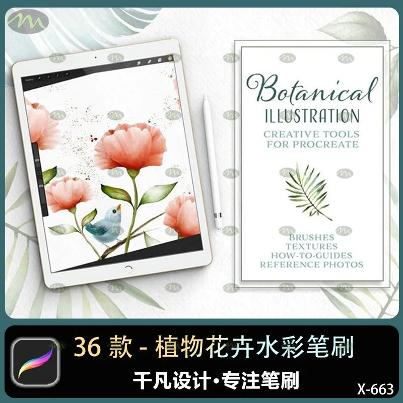 36个植物花卉水彩｜Procreate笔刷