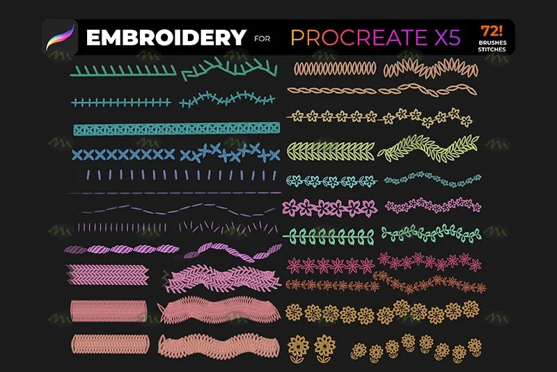 72个仿刺绣｜Procreate笔刷详情图 10