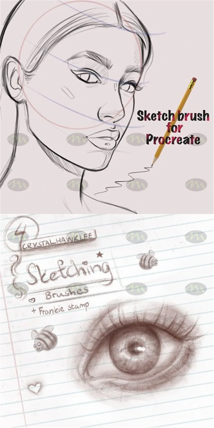 6个素描铅笔草图手绘｜Procreate笔刷详情图 6