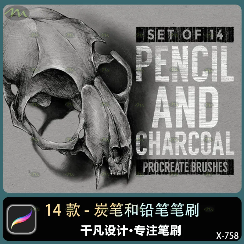 14个炭笔和铅笔｜Procreate笔刷