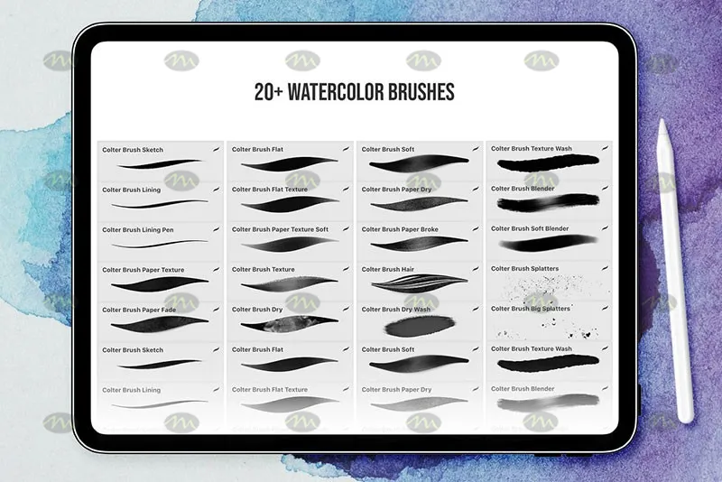20个自然水彩｜Procreate笔刷详情图 6