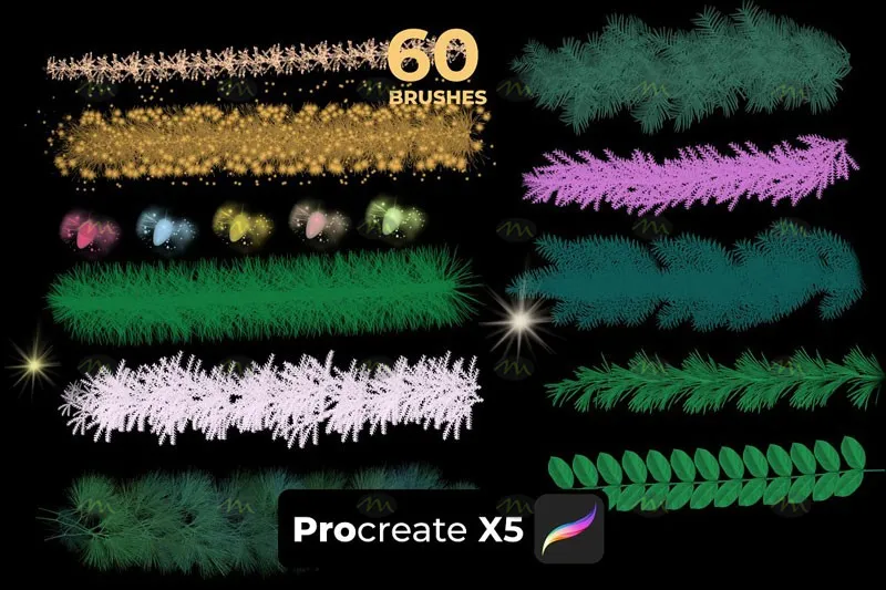 60个圣诞节装饰|Procreate笔刷详情图 11
