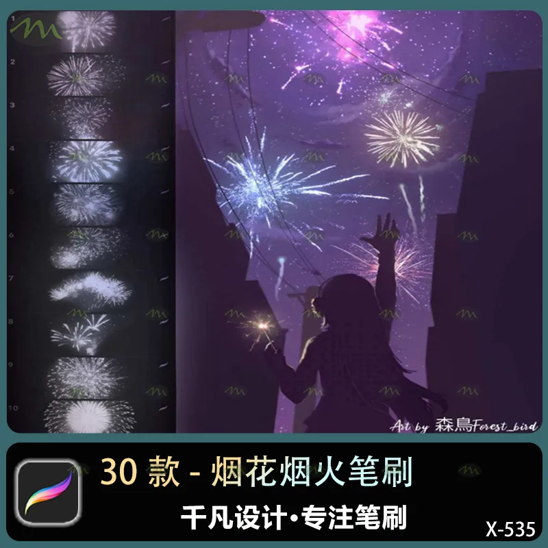 30个烟花烟火｜Procreate笔刷