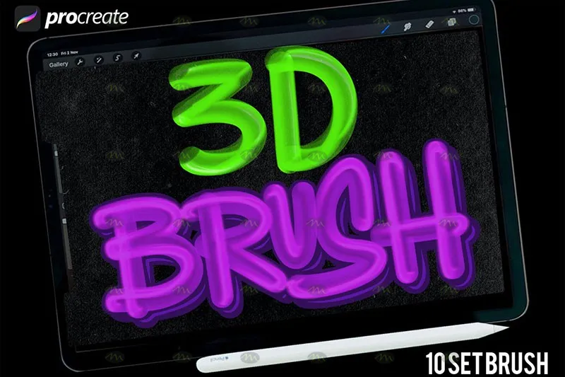 10个3D光影涂鸦｜Procreate笔刷详情图 10