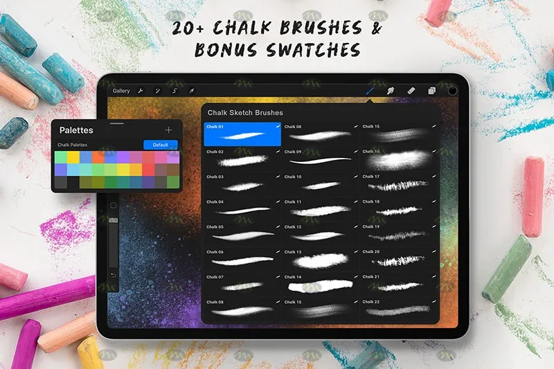 20个粉笔画笔｜Procreate笔刷详情图 7