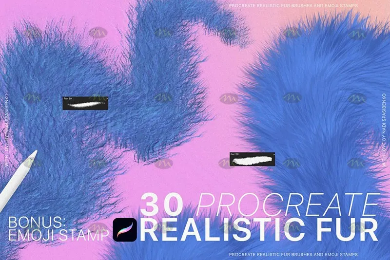 30个毛茸表情包｜Procreate笔刷详情图 7