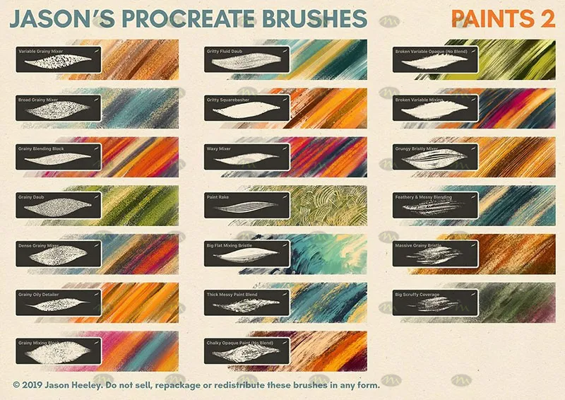 300个混合画笔｜Procreate笔刷详情图 23