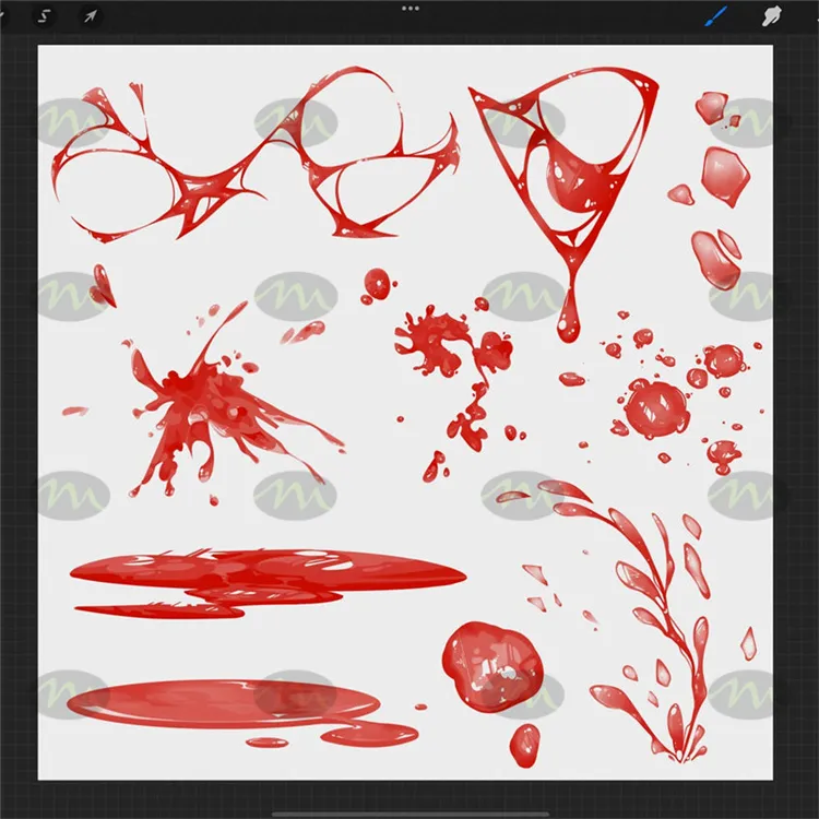 30个真实血液流淌卡通漫画｜Procreate笔刷详情图 8