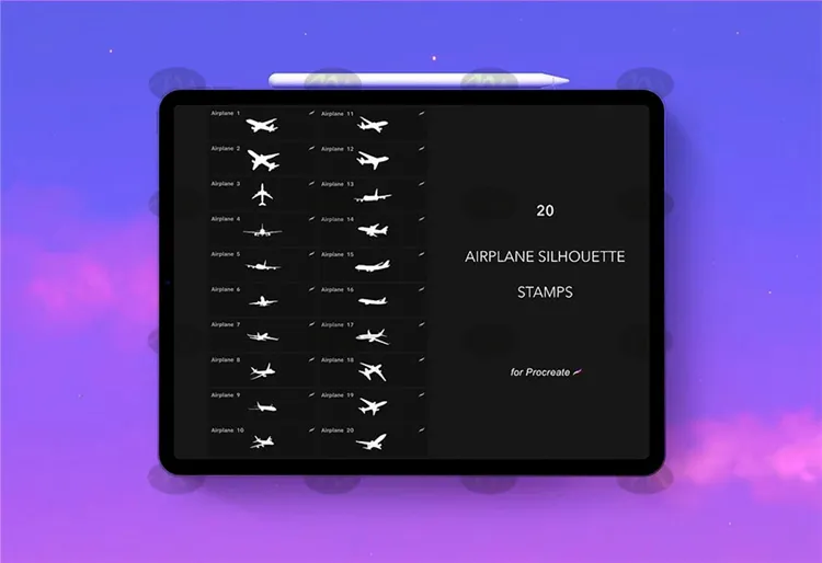 20个飞机图案图形｜Procreate笔刷详情图 6