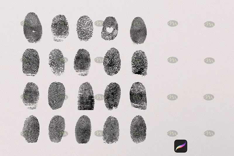 30个指纹图章｜Procreate笔刷详情图 8