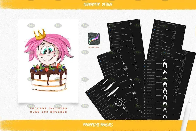 200个卡通人物面部表情｜Procreate笔刷详情图 10