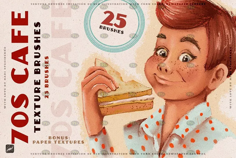 25个复古粗糙纹理｜Procreate笔刷详情图 17