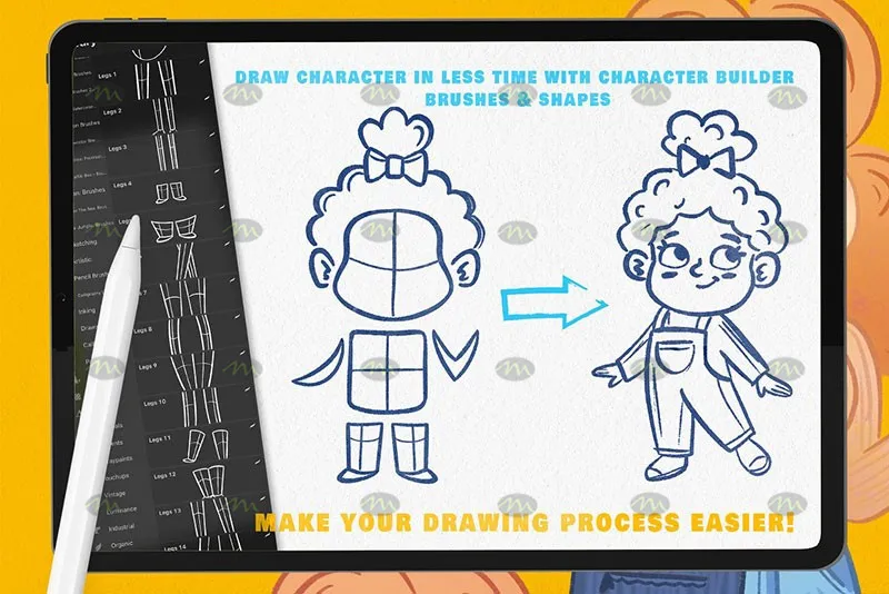 102个儿插人物辅助线｜Procreate笔刷详情图 6