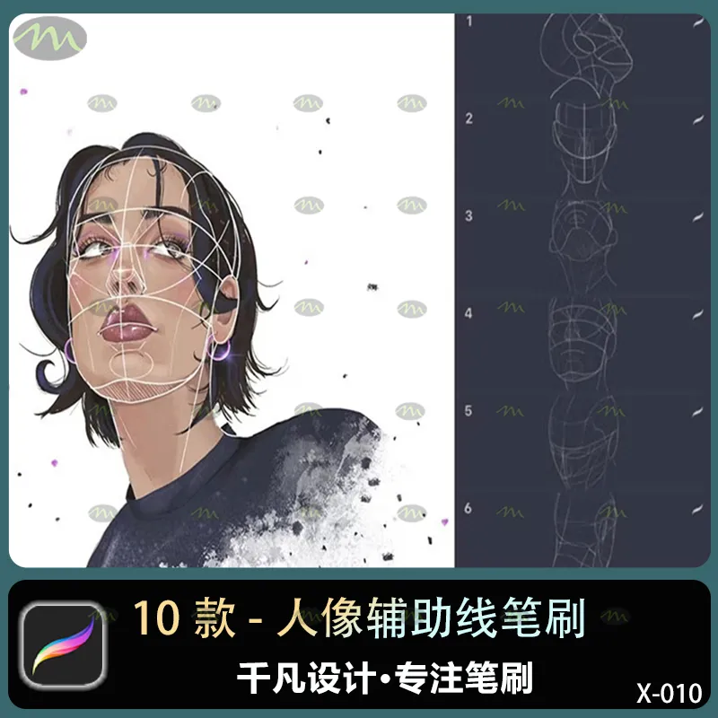10个多视角人像辅助线｜Procreate笔刷