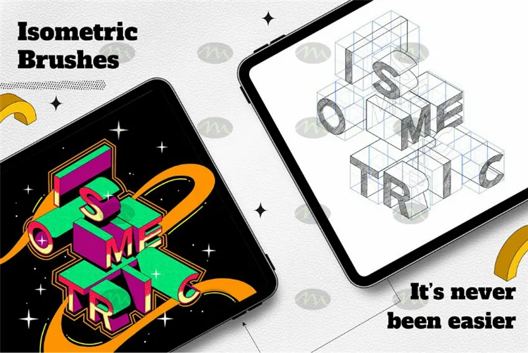 100个几何立体图形字母|Procreate笔刷详情图 8