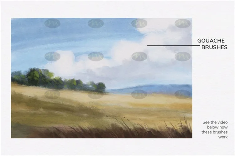 9个厚涂水粉插画油画风景｜Procreate笔刷详情图 11