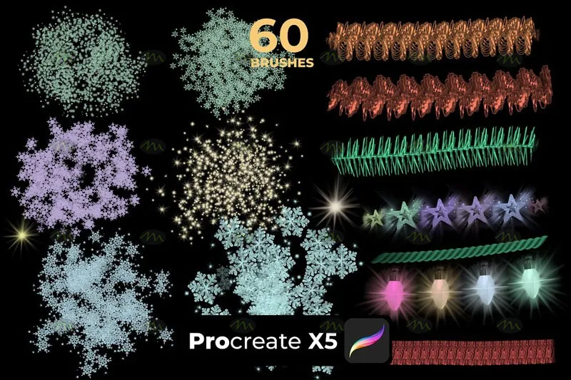 60个圣诞节装饰|Procreate笔刷详情图 12