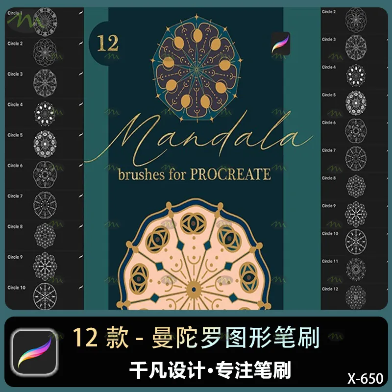 12个曼陀罗图形｜Procreate笔刷