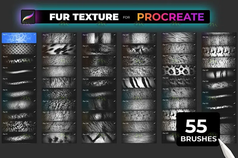 55个动物毛皮纹理｜Procreate笔刷详情图 14