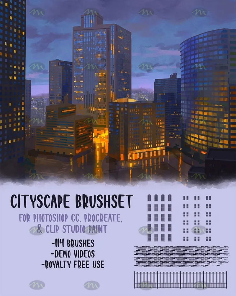 114个城市建筑景观｜Procreate笔刷详情图 6