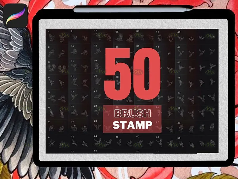 50个鸟类纹身图案｜Procreate笔刷详情图 11