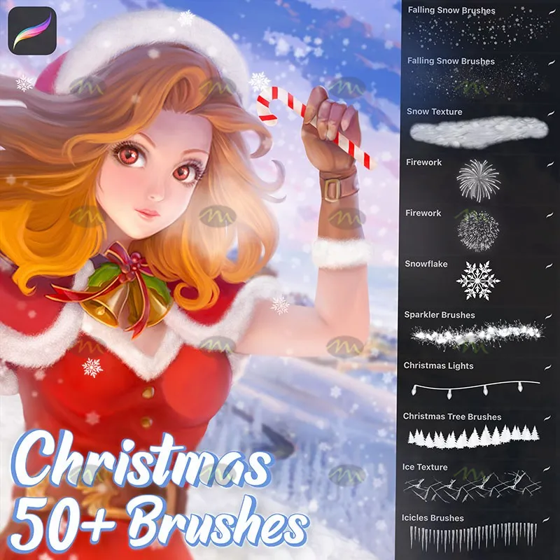 18个圣诞画笔套装｜Procreate笔刷详情图 8