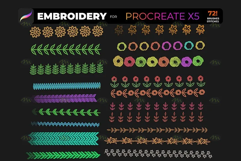 72个仿刺绣｜Procreate笔刷详情图 12