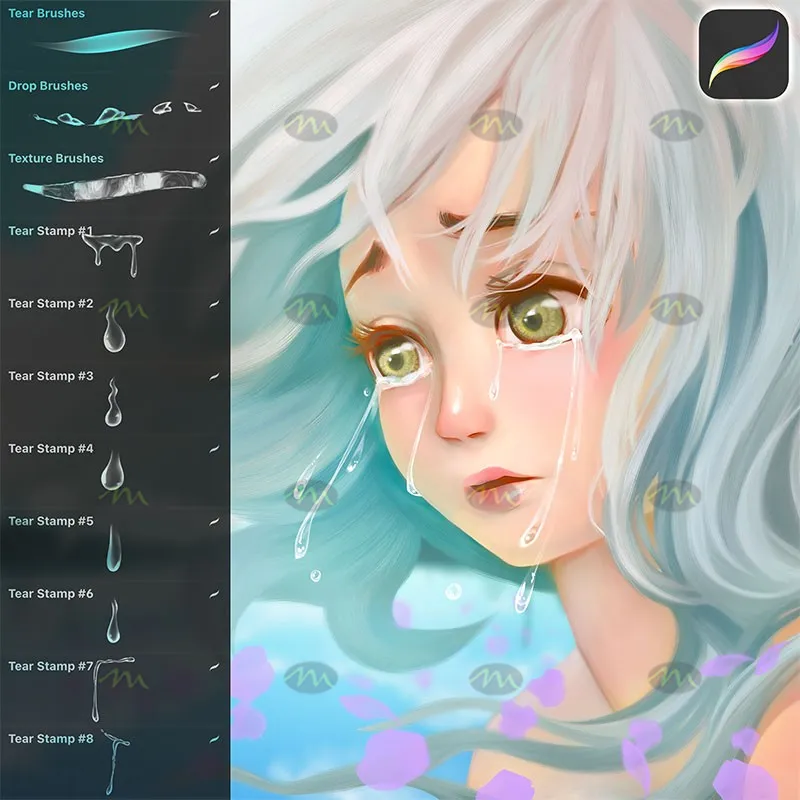 11个眼泪流泪｜Procreate笔刷详情图 8