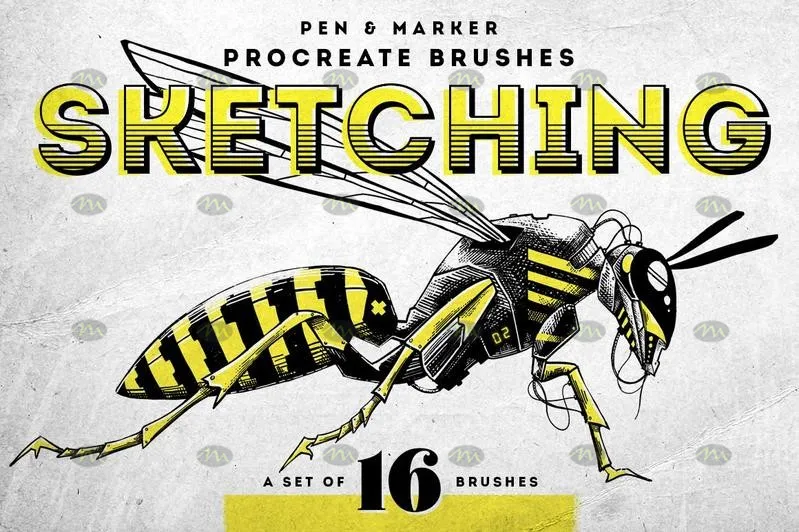 16个马克笔和墨水笔｜Procreate笔刷详情图 13