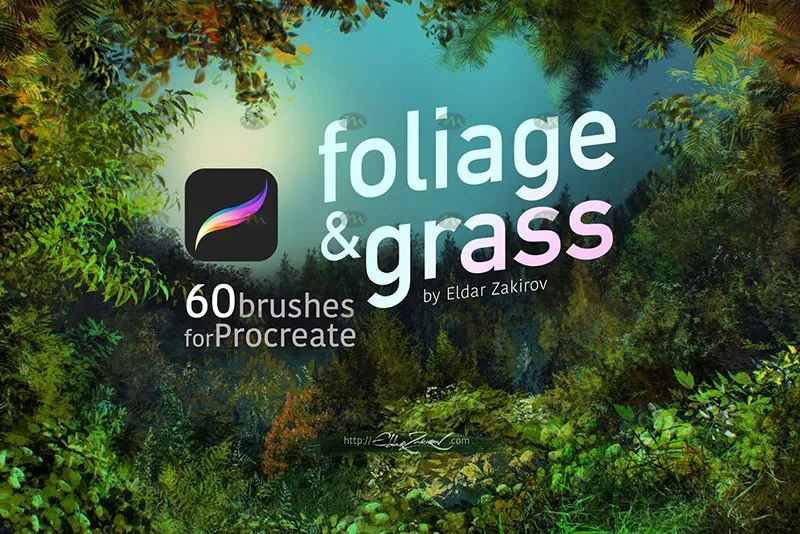 60个叶子和草丛｜Procreate笔刷详情图 12