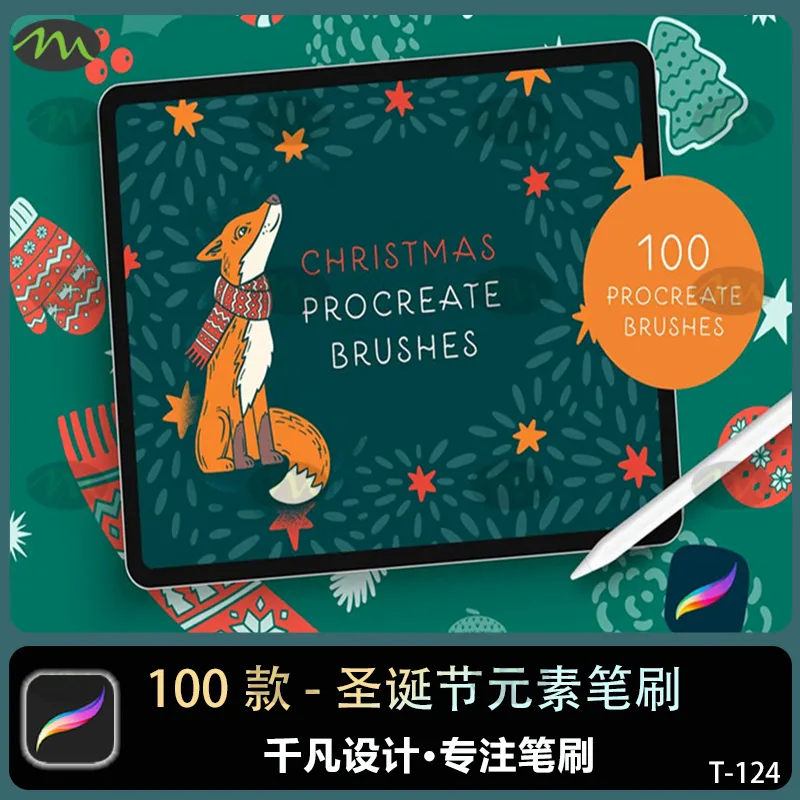 100种圣诞节元素图案｜Procreate笔刷