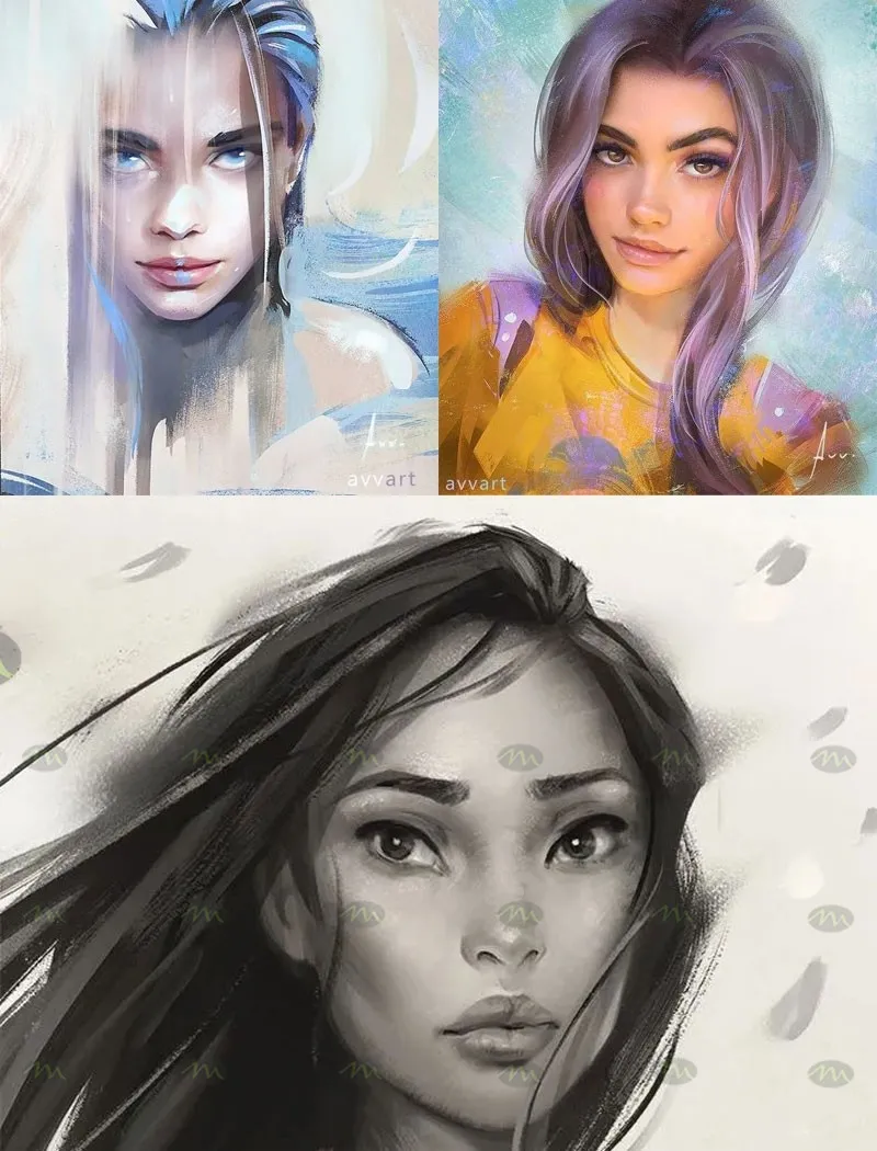 27个人像插画厚涂｜Procreate笔刷详情图 8