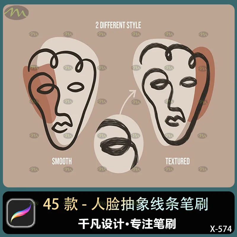 45个人脸抽象线条艺术｜Procreate笔刷