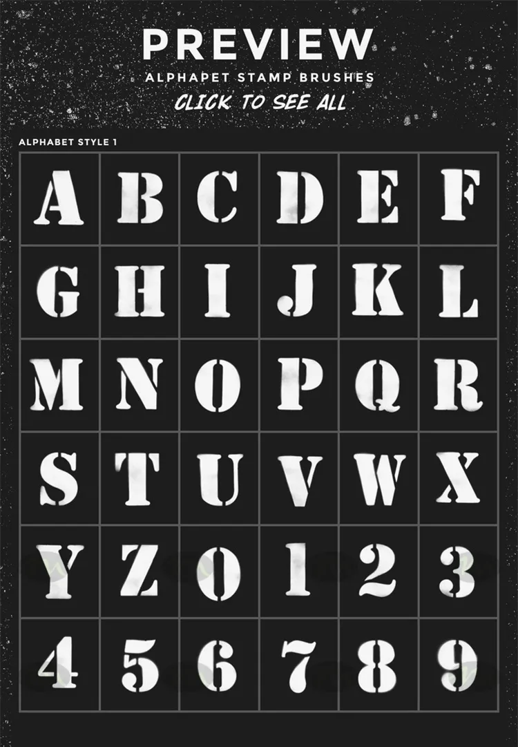 飞溅喷枪涂鸦手绘符号文字模板｜Procreate笔刷详情图 8